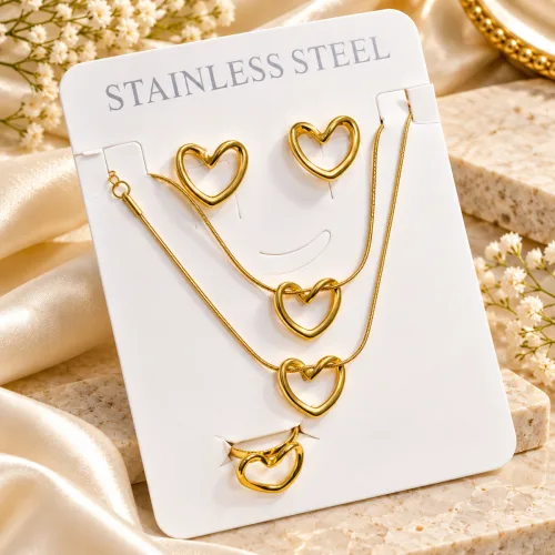 4 Piece Open Heart Jewelry Set