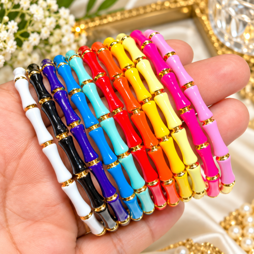 Colorful Enamel Bamboo Bangle Bracele