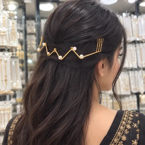 Copper Backhead Crown hairband pearl style