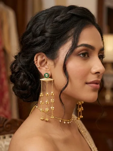 Copper Kashmiri  Earnings With Multi Chain Ghungroo Tassel Style