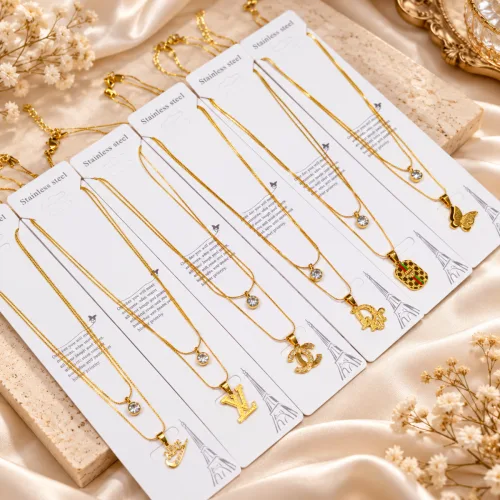 SS Double layer Brand loge Necklace series