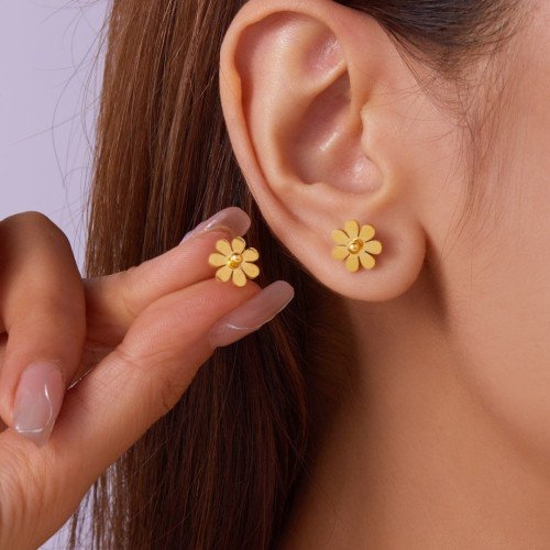 SS Earring Daisy Studs 12Pair