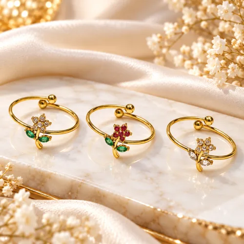 SS Mini Floral adjustable ring series