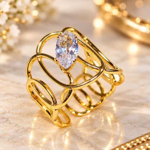 SS Mix Gold Adjutable Ring Collection 02