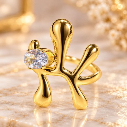 SS Mix Gold Adjutable Ring Collection 04