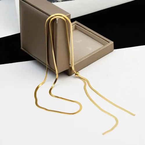 SS snake blade double layer necklace