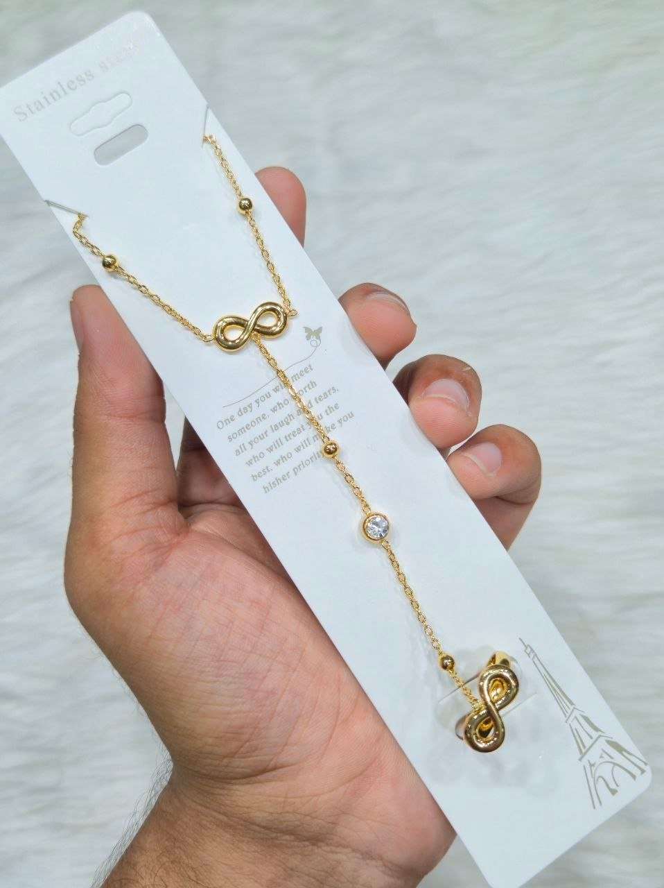 Stainless Steel Infinity Hand Wrist Ring Chain Bracelet Aliban 21