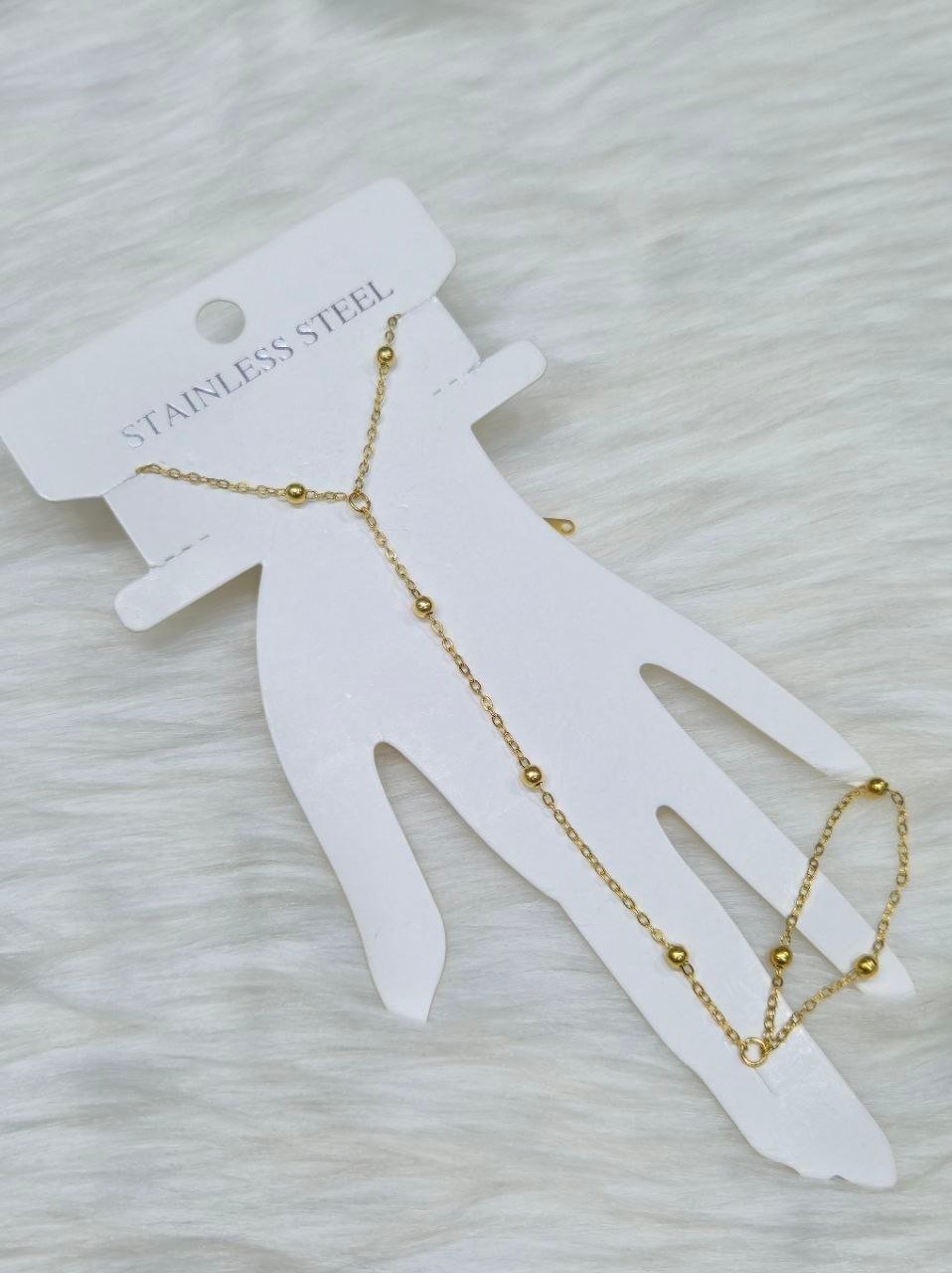 18K Gold Plated Stainless Steel Enamel Bead Finger Chain Ring Bracelet Trendy CH Style Hand Chain for Women Jewelry Aliban 18