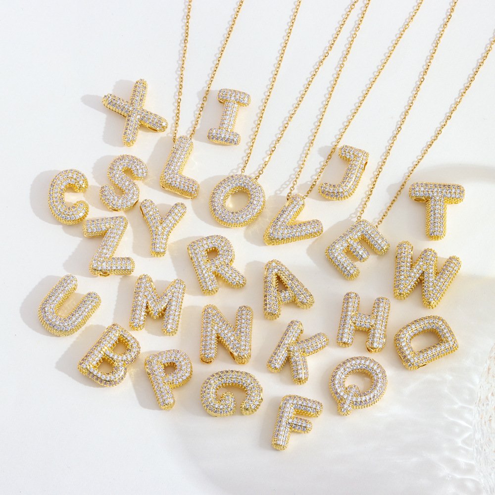 SS English Letter Pendant Necklace Copper