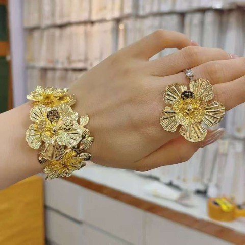 Cuff Bangle Bracelet With Ring #38