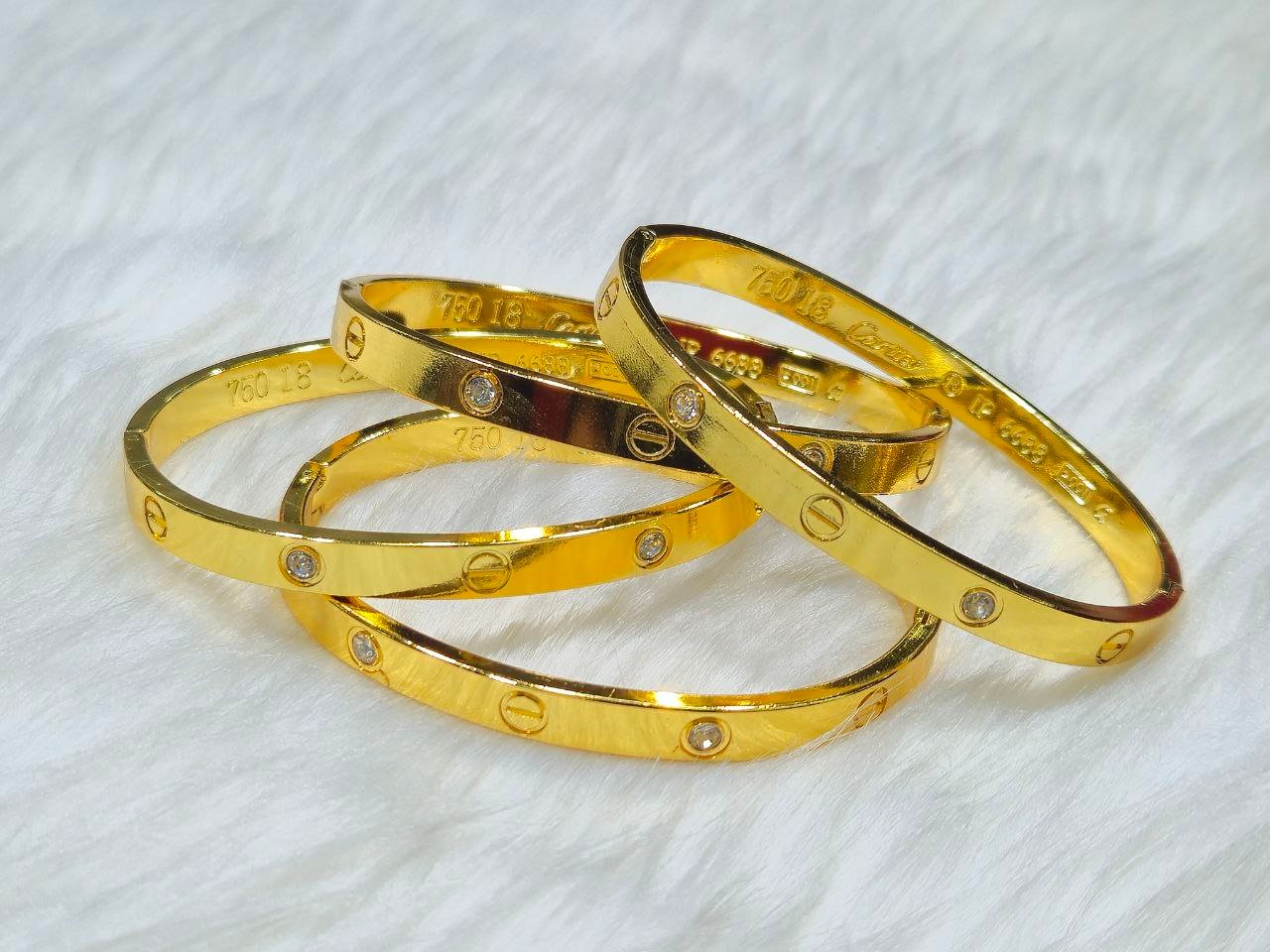 SS Round Bangle Cartier 5Stone Bracelet Copy