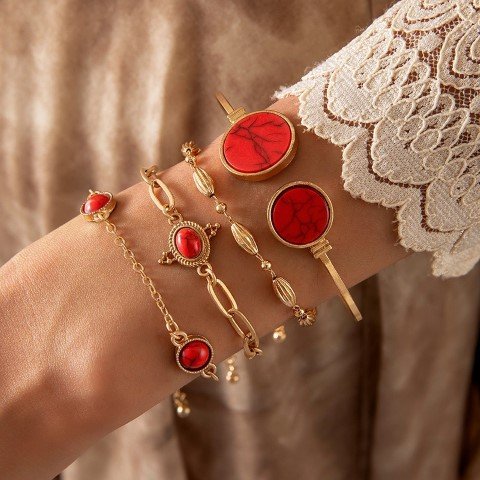 4 Piece Ball Bracelet Set-BTF0