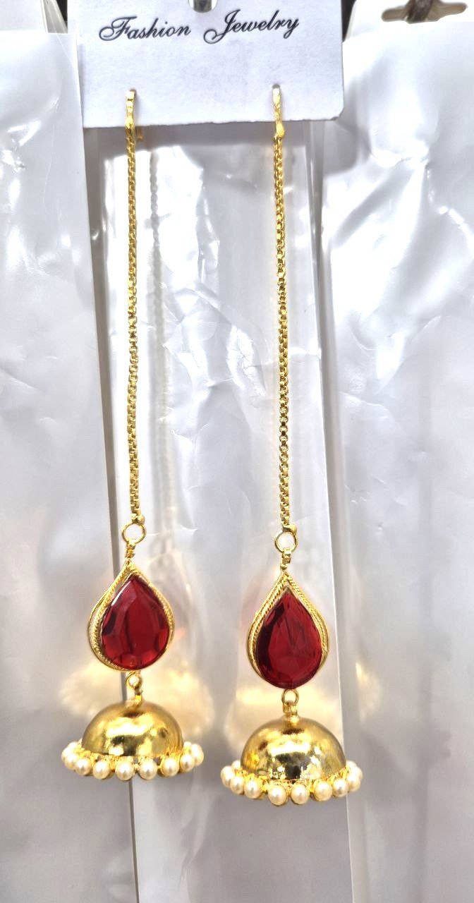 Jhumka Red Stone (ঝুমকা)