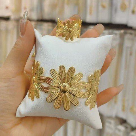 Cuff Bangle Bracelet With Ring #34