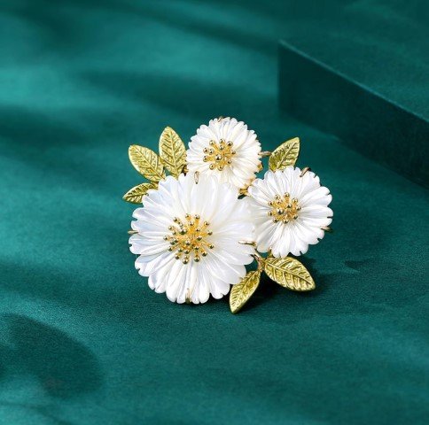 Rose Flower White Brooch #-15