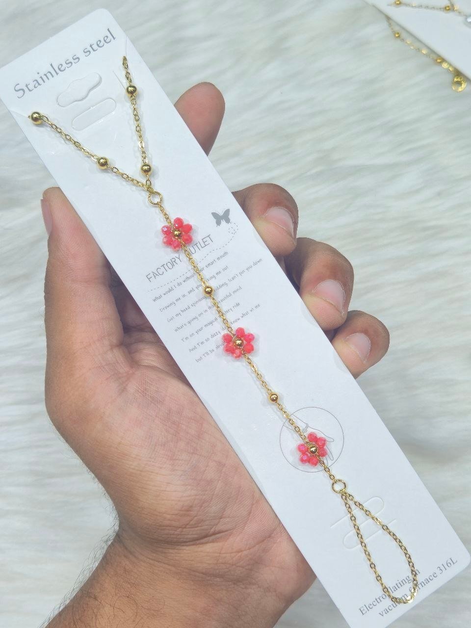 SS Wrist Ring Chain Flower Bracelet Aliban!#34 Copy
