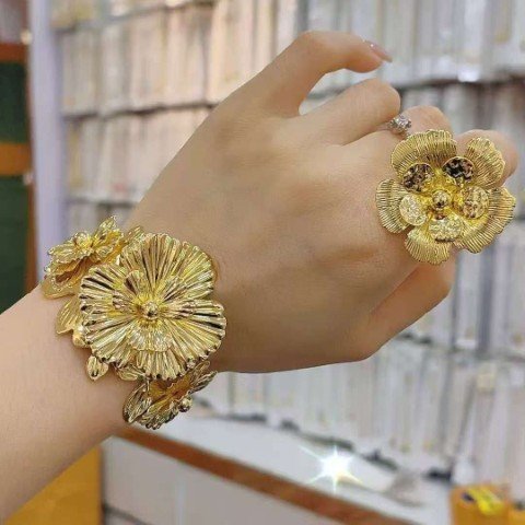 Cuff Bangle Bracelet With Ring #36