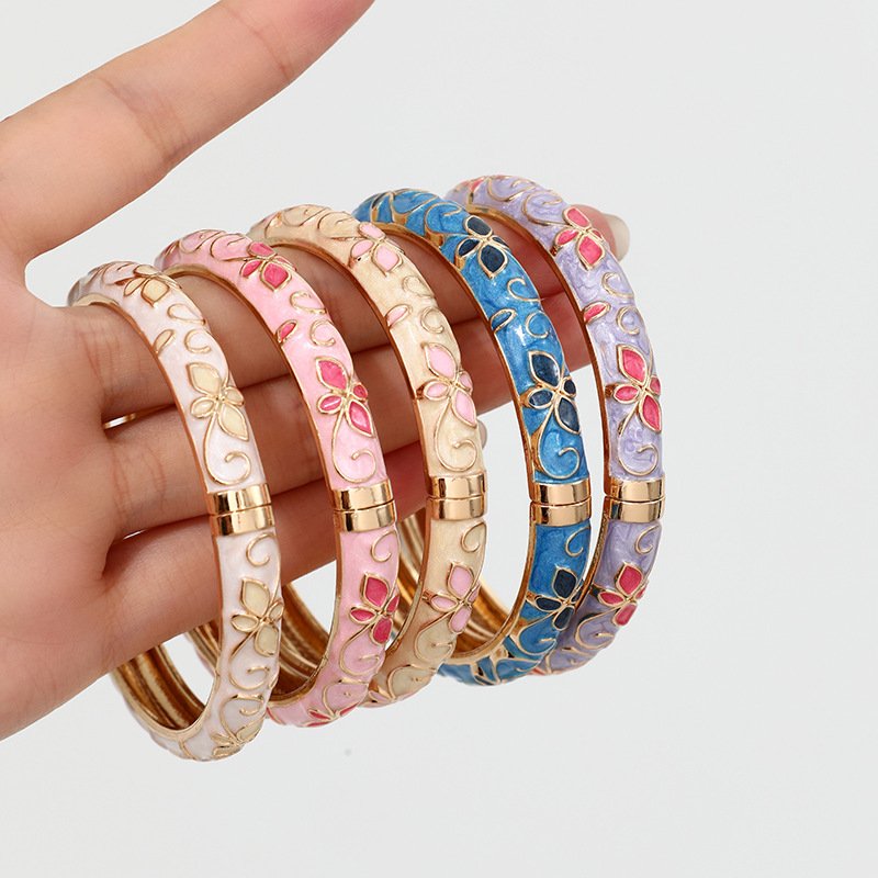 Colorful Oil-Drip Four-Leaf Clover Mina Bracelet