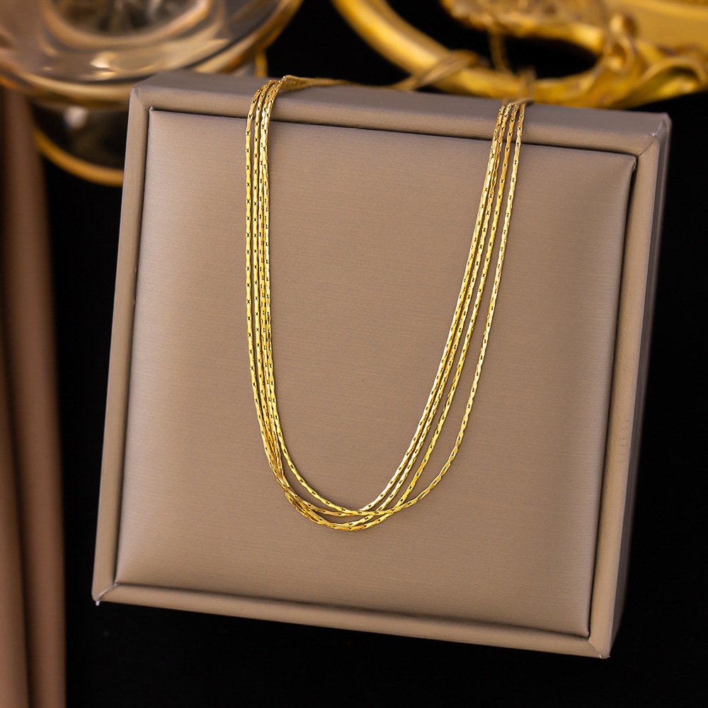 SS Four Layer Chain Necklace #24