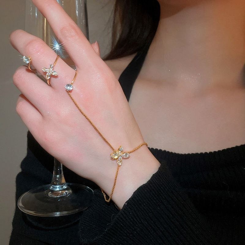 Metal Fashionable Ring Chain Bracelet Aliban For woman