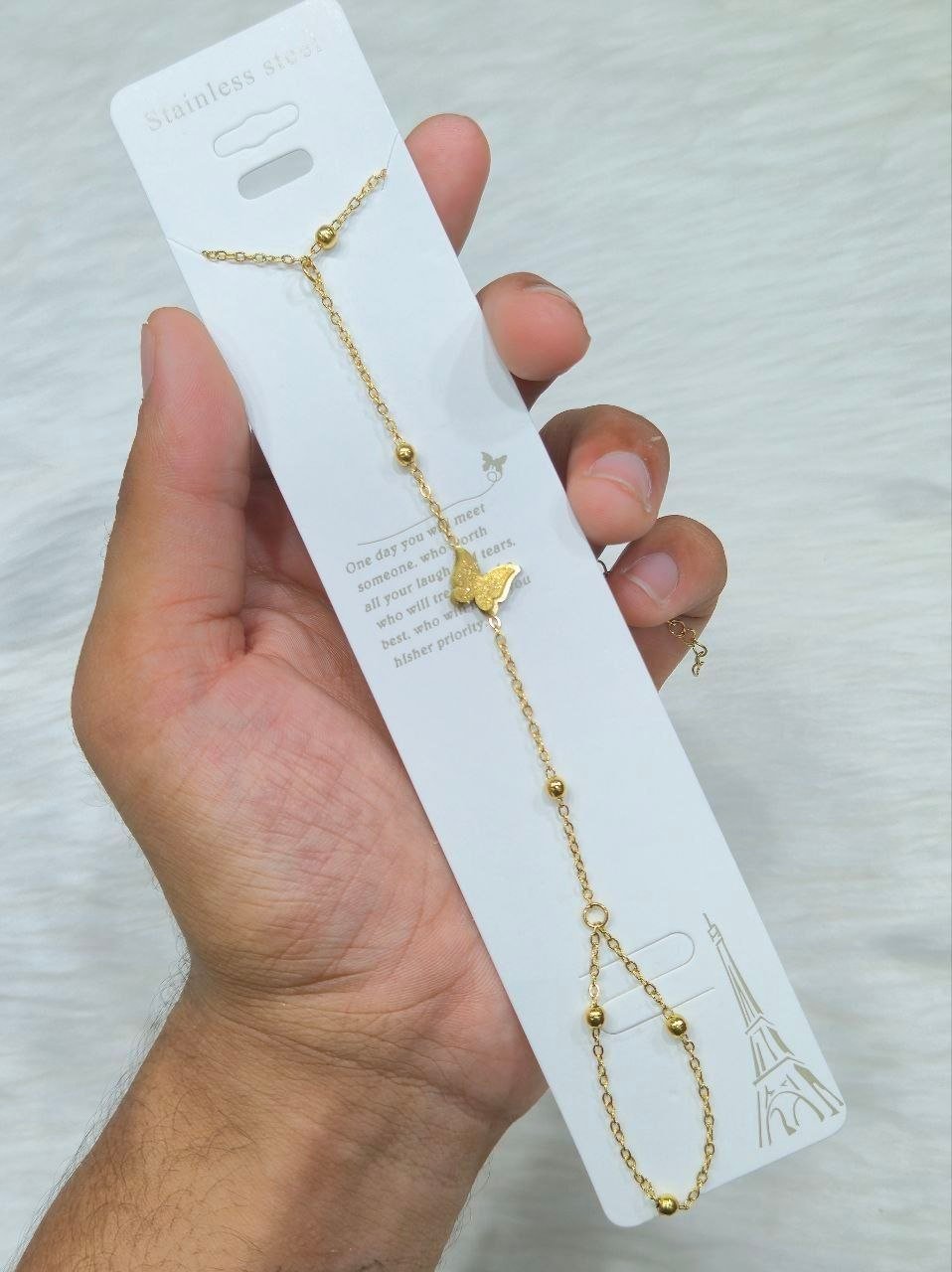 SS Wrist Ring Chain Bracelet Butterfly Aliban 6