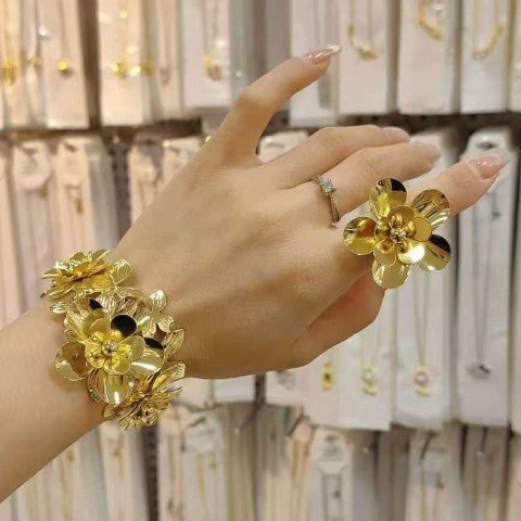 Cuff Bangle Bracelet With Ring #35