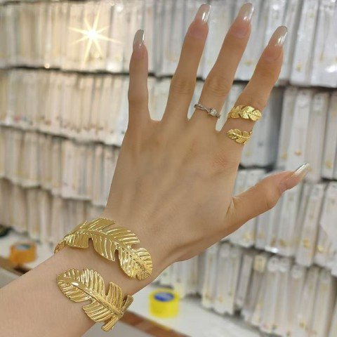 Cuff Bangle Bracelet With Ring #30