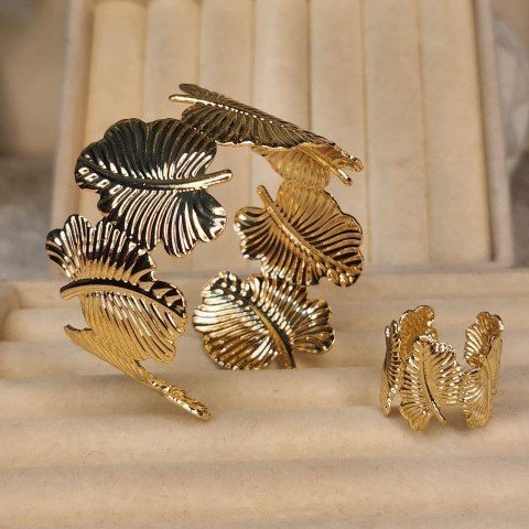 Cuff Bangle Bracelet With Ring