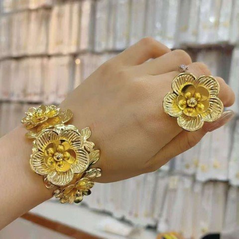 Cuff Bangle Bracelet With Ring #37