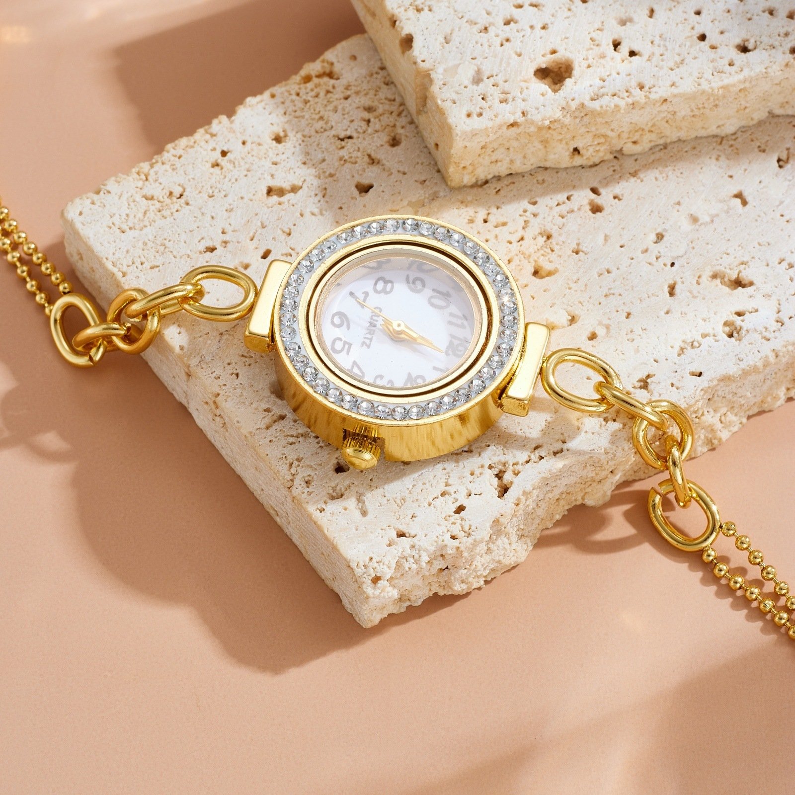 Titanium steel unique round clock with diamond watch