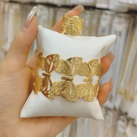 Cuff Bangle Bracelet With Ring #33