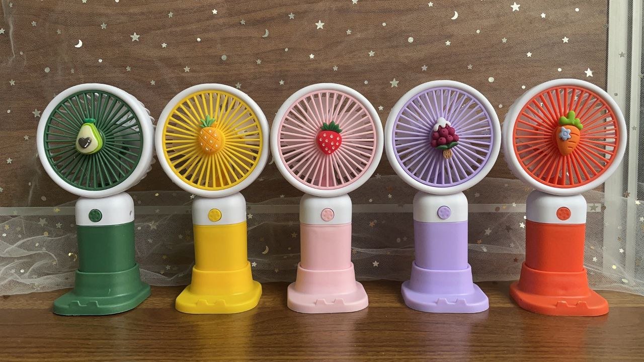 Smart Handled Rechargeable Mini Fan Fruits